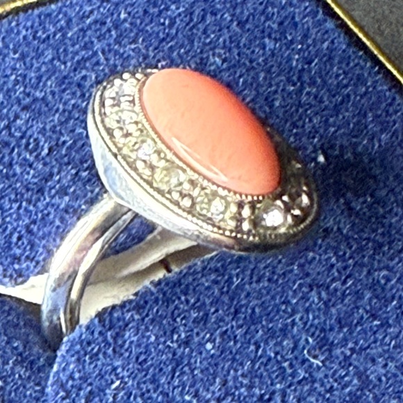 Avon Jewelry - Elegant Silver and Coral Ring
